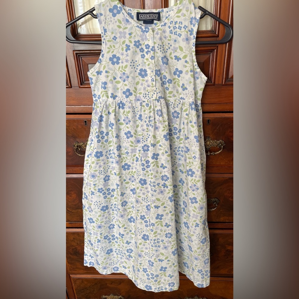 Girls Lands End Summer/Spring  Floral Long Dress  Size 7